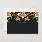 Goud Zwart Bloemen Dankjewel Kaart (Achterkant)