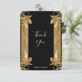 Goud Zwart  Bloemen Dankjewel Kaart (Staand voorkant)