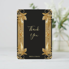 Goud Zwart Bloemen Dankjewel Kaart