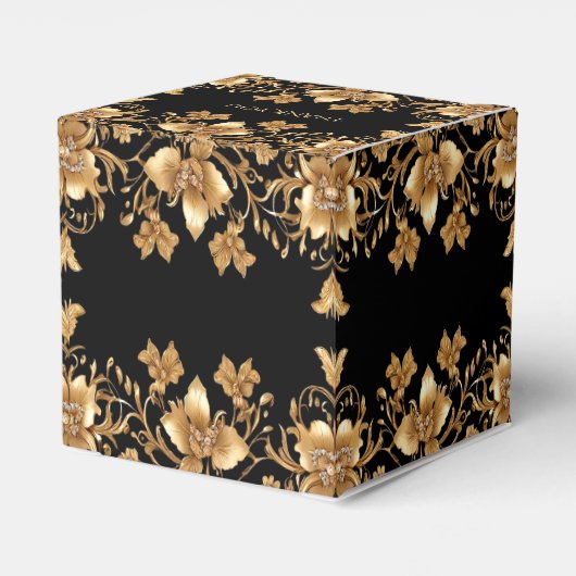Goud Zwart  Bloemen Favoriet Box Bedankdoosjes (Achterkant)