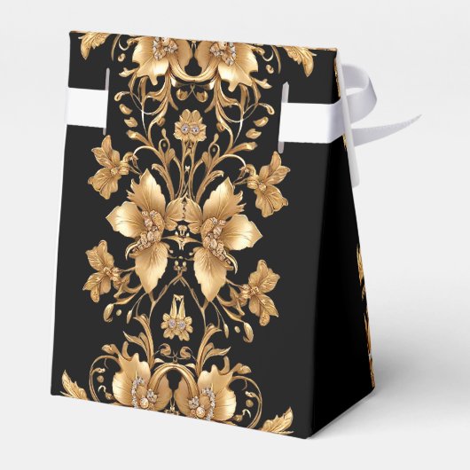 Goud Zwart  Bloemen Favoriet Box Bedankdoosjes (Achterkant)