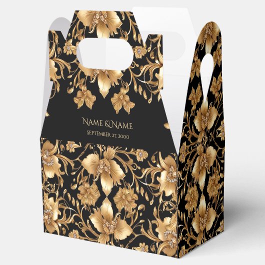 Goud Zwart  Bloemen Favoriet Box Bedankdoosjes (Geopend)