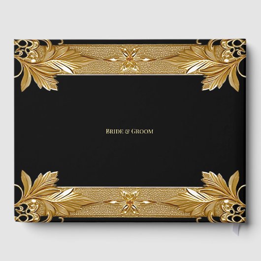 Goud Zwart  Bloemen Gastboek Gastenboek (Achterkant)