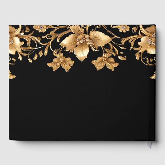 Goud Zwart  Bloemen Gastboek Gastenboek (Achterkant)