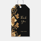 Goud Zwart  Bloemen Gift Label Cadeaulabel (Voorkant)