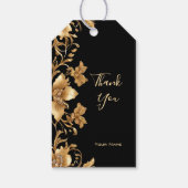 Goud Zwart  Bloemen Gift Label Cadeaulabel (Achterkant)
