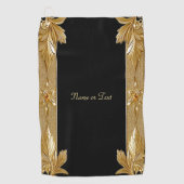 Goud Zwart  Bloemen Golfhanddoek (Voorkant)
