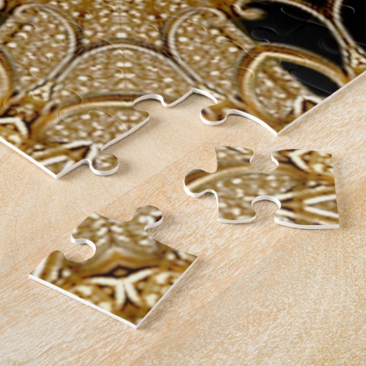 Goud Zwart Bloemen Jigsaw Puzzel (Zijkant)