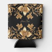 Goud Zwart  Bloemen Koelbox Blikjeskoeler (Voorkant)