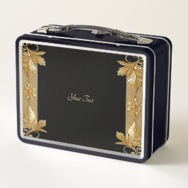 Goud Zwart  Bloemen Lunchbox