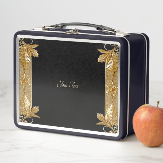 Goud Zwart Bloemen Lunchbox (In situ)