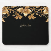 Goud Zwart  Bloemen Mousepad Muismat (Voorkant)