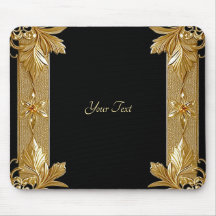 Goud Zwart  Bloemen Mousepad
