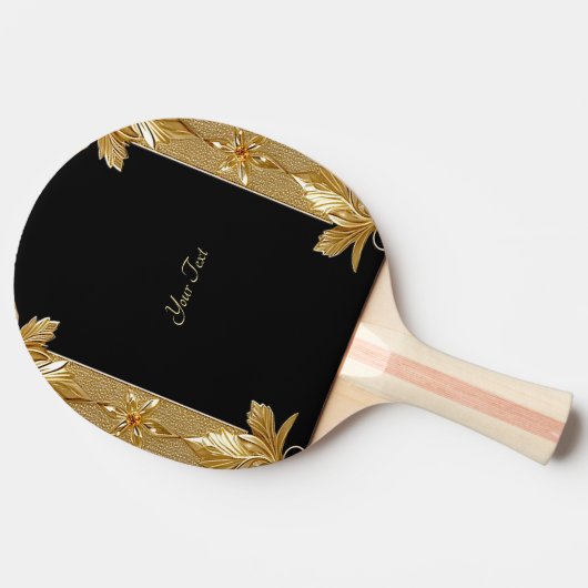 Goud Zwart  Bloemen Ping Pong Paddle Tafeltennisbatje (Zijkant)