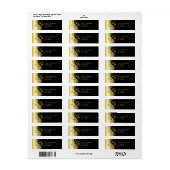 Goud & Zwart Bloemen Scroll Bruiloft Adres Label (Full Sheet)