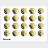 Goud & Zwart Bloemen Scroll Save The Date Sticker (Vel)
