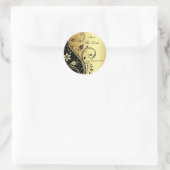 Goud & Zwart Bloemen Scroll Save The Date Sticker (Tas)