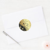 Goud & Zwart Bloemen Scroll Save The Date Sticker (Envelop)