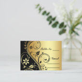 Goud & Zwart Bloemen Scroll Tafel Nummer Plaatskaa Plaatskaartje (Staand voorkant)