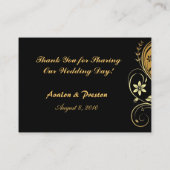 Goud & Zwart Bloemen Scroll Tafel Nummer Plaatskaa Plaatskaartje (Achterkant)