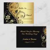 Goud & Zwart Bloemen Scroll Tafel Nummer Plaatskaa Plaatskaartje (Voorkant / Achterkant)