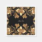 Goud Zwart Bloemen servetten (Voorkant)