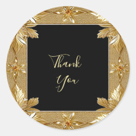 Goud Zwart  Bloemen Sticker