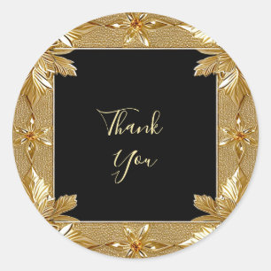 Goud Zwart  Bloemen Sticker