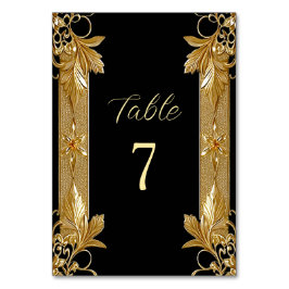 Goud Zwart Bloemen Tafelnummer
