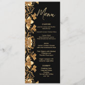 Goud Zwart  Bloemen Trouwmenu Menu (Voorkant)