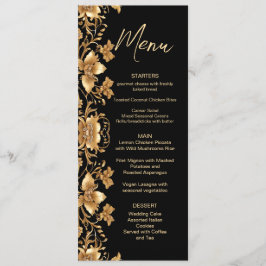 Goud Zwart Bloemen Trouwmenu Menu