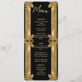 Goud Zwart Bloemen Trouwmenu Menu (Voorkant)