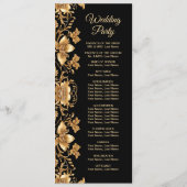 Goud Zwart  Bloemen Trouwprogramma Programmakaart (Achterkant)