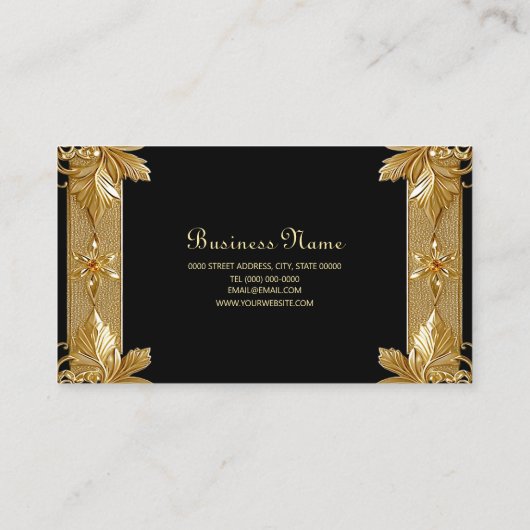 Goud Zwart  Bloemen Visitekaartje (Achterkant)