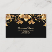 Goud Zwart Bloemen Visitekaartje (Achterkant)