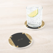 Goud Zwart  Bloemen Zandsteen Onderzetter (Zijkant)