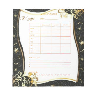 Goud Zwart bloemendagplanner Aquarel & Wit Notitieblok