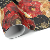 Goud Zwart Bloemig Feest Bruids Bruiloft Cadeaupapier (Rol Hoek)