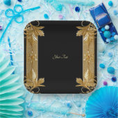 Goud Zwart  Bloempapier Bord (Feest)