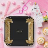 Goud Zwart  Bloempapier Bord (Feest)