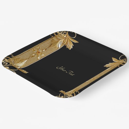 Goud Zwart  Bloempapier Bord (Gebogen)