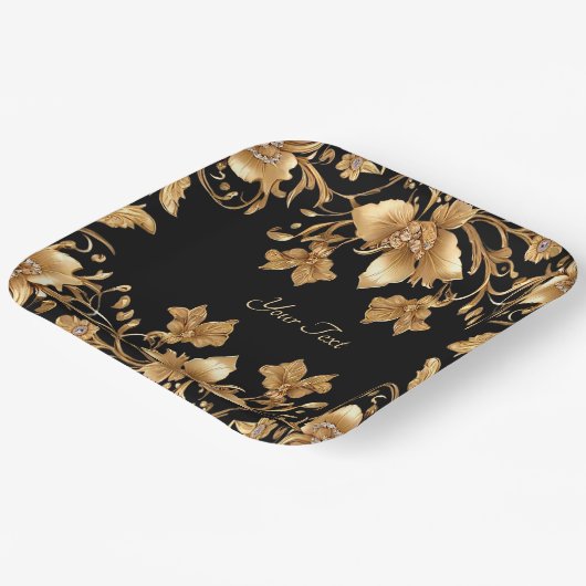 Goud Zwart  Bloempapier Bord (Gebogen)