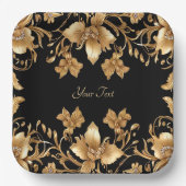 Goud Zwart  Bloempapier Bord (Voorkant)