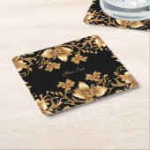 Goud Zwart Bloempapier Onderzetter (Schuin)