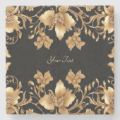 Goud Zwart  Bloemsteen Onderzetter (Voorkant)