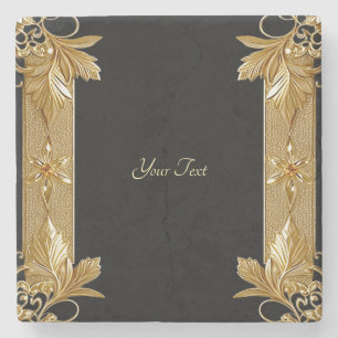 Goud Zwart  Bloemsteen Onderzetter