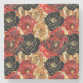 Goud Zwart Bloemstuk Bruiloft Feest Stenen Onderzetter (Voorkant)