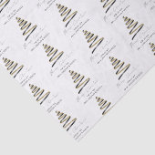 Goud Zwart Boom Patroon Naam Vrolijk Kerstmis Tissuepapier (Detail)