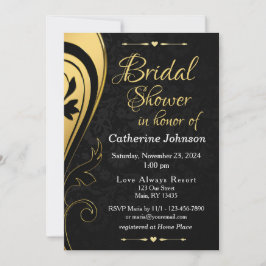 Goud Zwart Bruiloft Bruids Douche Invitation Kaart