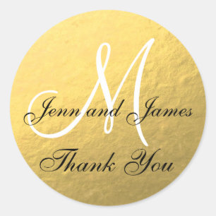 Goud Zwart Bruiloft Favor Sticker Initiaal